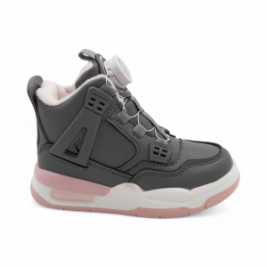 Кроссовки зимние на меху В7177-15 серо розовые