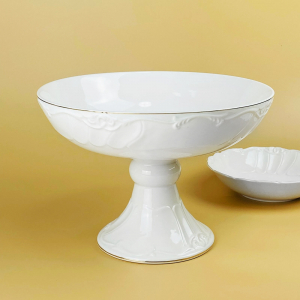 109-258 Фруктовница 26х19см на ножке КРОКУС ЗОЛОТО в под.уп.(х6)Фарфор