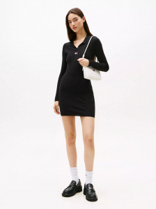 Tommy Jeans Rib-Knit Sweater Polo Dress