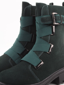 XKL23-131M GREEN Ботинки зимние женские (натуральная замша, натуральный мех)