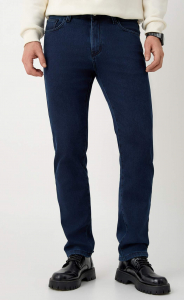 Джинсы мужские утепленные флисом  P121-0152W d.blue