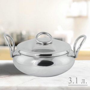 903-004 Кастрюля 3,1л с крышкой 20см MIRROW в под.уп.(х4)Нержавеющая сталь