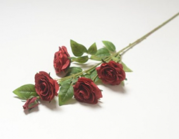 Искусственные цветы, Ветка розы 4 головы + 1 бутон (1010237)