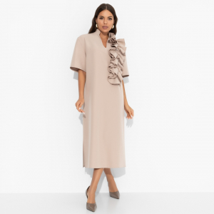 Платье со съемным объемным декором, Сияние глянца (nude)