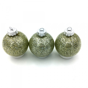 Набор ёлочных шаров 8 см 3 шт. 96 шт./кор мелкий песок серебряный
