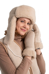 Варежки меховые РОДИНА бежевый