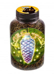 Баночка чая, ЁЛОЧНАЯ ИГРУШКА. ШИШКА, чай чёрный крупнолистовой,60 г., TM Prod.Art