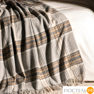 Prime Prive ГОСТА Плед св.сер. 140х200+10х2 см, 1 пр., 100% шерсть, 325 г/м2