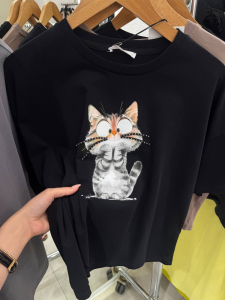 Tricotto Футболка котик черная