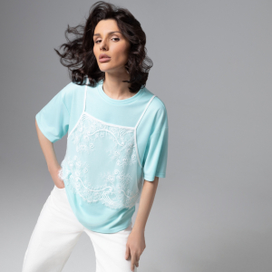 Футболка оверсайз, Модный тандем (мятный 2 в 1)