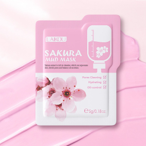 Маска для лица с экстрактом сакуры и каолином очищающая Laikou, саше 5 гр.