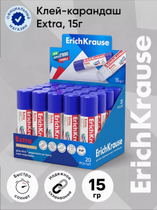 Клей-карандаш, ErichKrause Extra, усиленный, 15 г