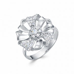 Кольцо с фианитом родированное серебро 925*