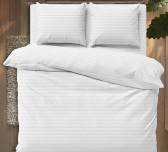 Комплект постельного белья Страйп белый Поплин