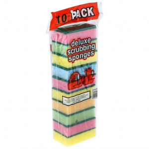 Губка для посуды 10 штук 9х6х2,7см поролон с абразивом 