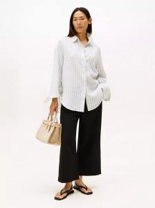 Wide-Leg Cropped Crinkle Pant