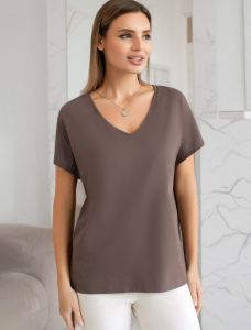 Свободная футболка с V-вырезом и цельнокроеным рукавом из 100% хлопка