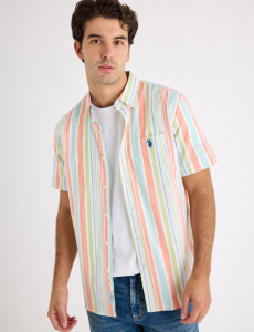 SHORT SLEEVE STRETCH SLUB POPLIN SHIRT