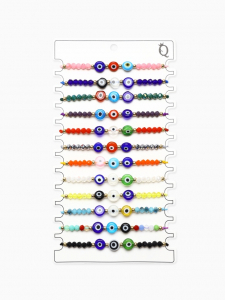 Браслет-оберег «Глазик» ассорти, цветной в серебре