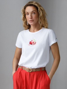 Свободная футболка с принтом из премиального хлопка с эластаном