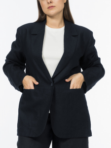 Пиджак изо льна в классическом синем