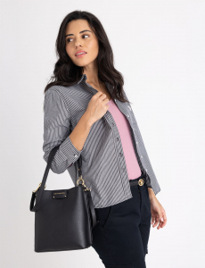 SOLID BUCKET BAG WITH CROSSBODY STRAP