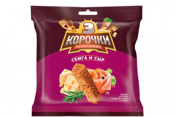 «3 Корочки», сухарики со вкусом сёмги с сыром, 100 г