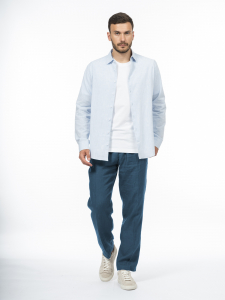 Рубашка regular из хлопка и льна