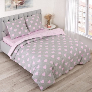 Постельное белье Купидон с простынью на резинке (поплин DE LUXE)