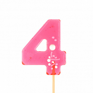 Карамель леденцовая Цифра 4 розовая с посыпкой, 12 гр