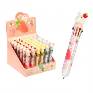 Ручка шариковая многоцветная «Зайчик» 10 цветов, 0.5 мм, МИКС (штрихкод на штуке)