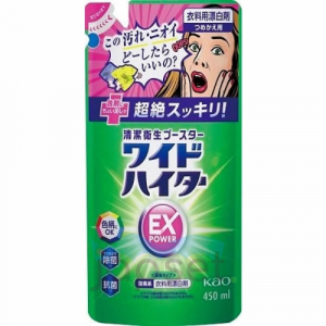 KAO Wide Haiter EX Power Жидкий кислородный отбеливатель для цветного белья, концентрат, с антибактериальным эффектом, мягкая упаковка, 450 мл