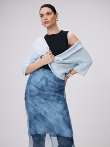 Юбка из органзы с акварельным рисунком