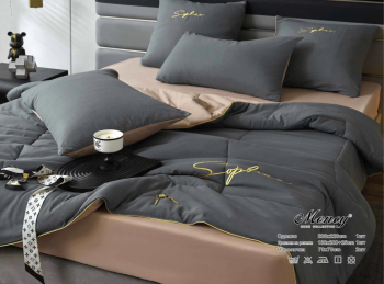 Одеяло Mency средней плотности однотонное с простыней на резинке и наволочками ODMENOR05