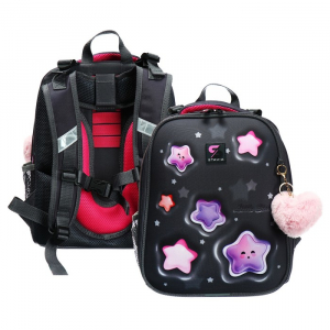 Рюкзак каркасный школьный 38?30?16 см, эргономичная спинка, Stavia «Звёздочки», серый