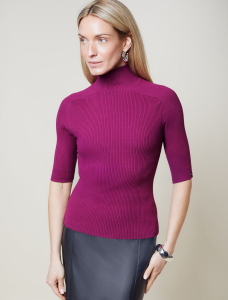 Водолазка тонкой вязки в рубчик из хлопка с нейлоном