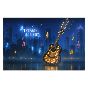 Тетрадь для нот 12 л. арт. 73221 ГИТАРА /А4, белый офсет, мягкий переплёт (2 скобы), облож.- мелованная бумага 115 г/м?,