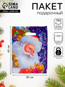 Пакет подарочный новогодний «Долгожданный подарок», полиэтиленовый с вырубной ручкой, 40?30 см