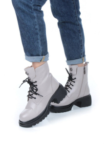 04-M3-H205 BEIGE GRAY Ботинки зимние женские (натуральная кожа, натуральный мех)