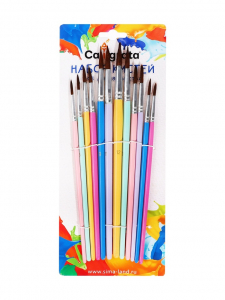 Набор кистей пони круглые 12 штук с цветными ручками, пастель(№1.2,3.4,5.6,7.8,9.10,11.12)