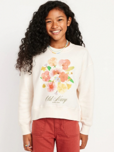 Vintage Oversized Logo-Graphic Sweatshirt for Girls