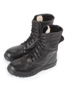 05-9002 BLACK Ботинки зимние мужские (натуральная кожа, искусственный мех)