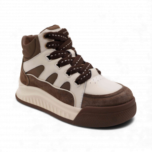 Кроссовки высокие из натуральной кожи MS-S294 коричневые