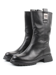 02-B87B-175A BLACK Сапоги демисезонные женские (натуральная кожа, байка)