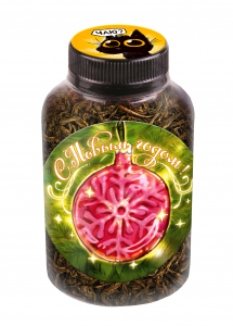 Баночка чая, ЁЛОЧНАЯ ИГРУШКА. ШАР, чай чёрный крупнолистовой,60 г., TM Prod.Art