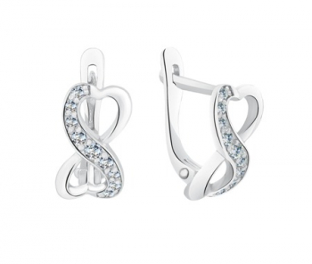 Серьги с фианитом родированные серебро 925*