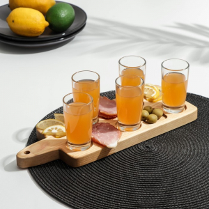 Доска - менажница деревянная для подачи шотов Adelica, на 5 рюмок, 30?13?1.8 см, берёза