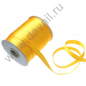 Косая бейка атласная 1,5 см 131 м ярко жёлтая 97337