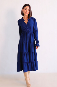 15340 Платье синее с многоярусной юбкой (остаток: 42, 44)