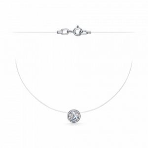 Колье (леска) родированное фианит серебро 925*